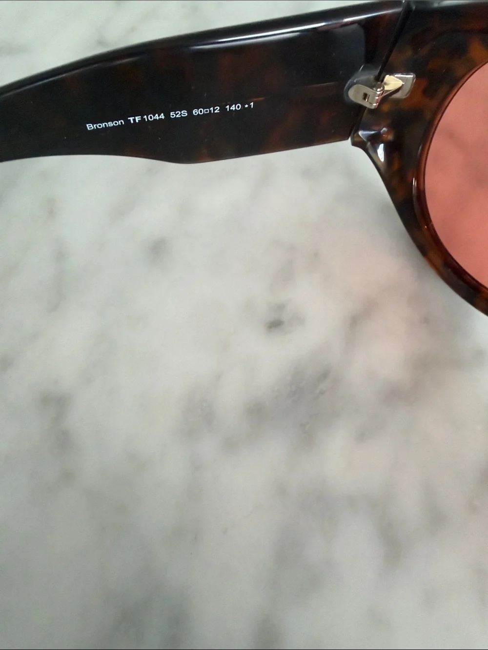 Tom Ford Bronson Tortoiseshell Sunglasses with Rose Lenses and Gold Accents